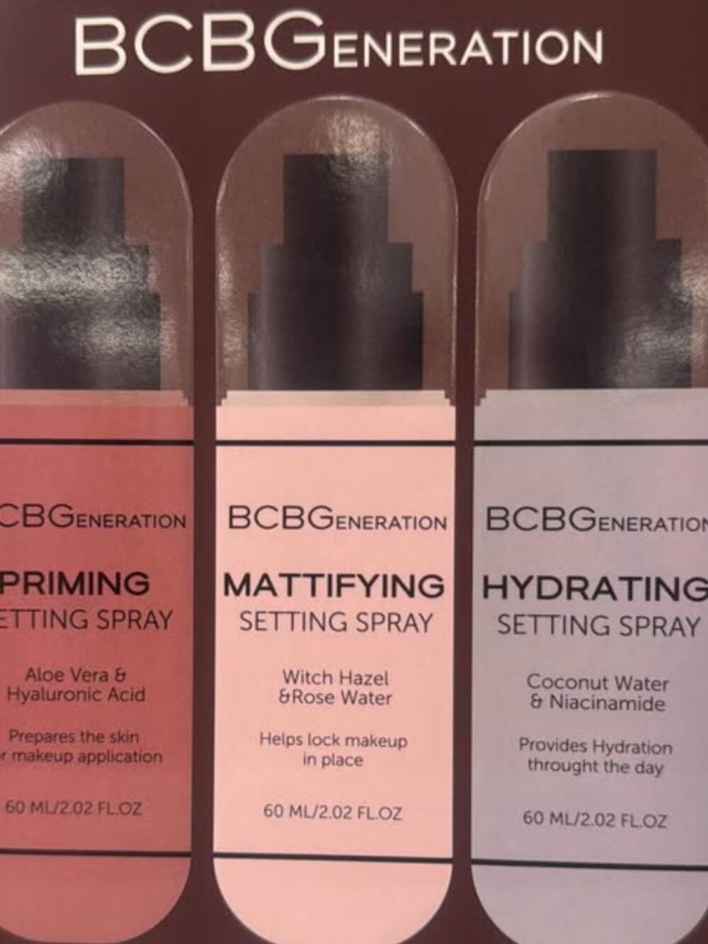 BCBG Generation Setting Spray Trio – Primer, Mattifying & Hydrating NEW NIB